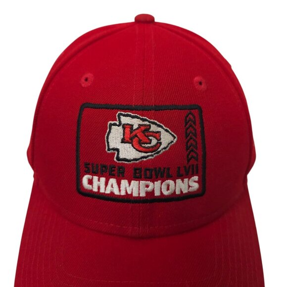 Kansas City Chiefs Super Bowl LVII Champions Strapback Cap Trucker Baseball Hat - Picture 9 of 15